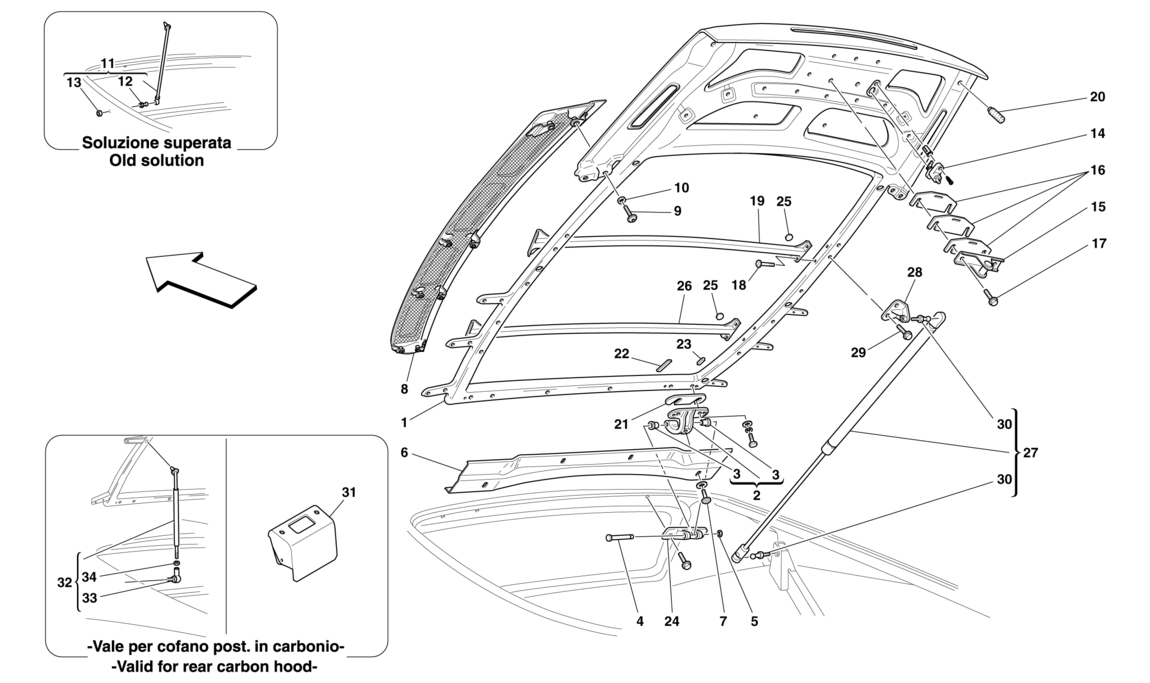 Schematic: Engine Compartment Lid -Not For Spider 16M-