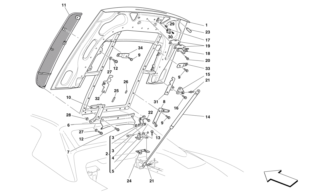 Schematic: Engine Compartment Lid -Applicable For Spider 16M-