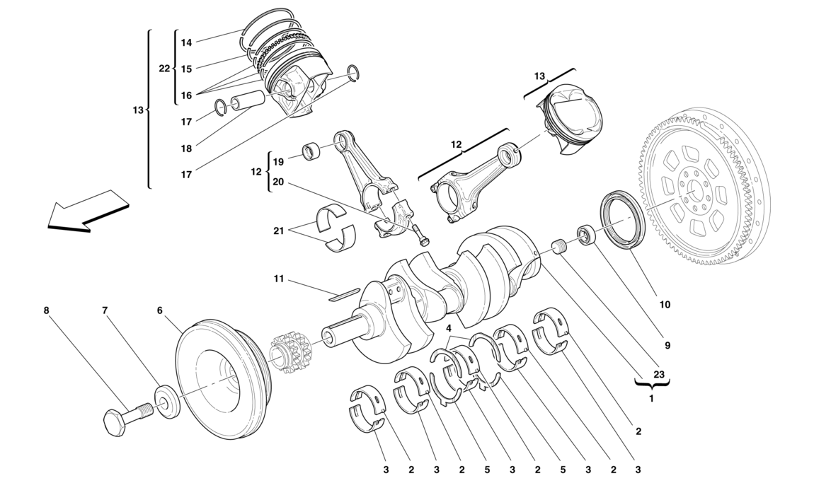 Schematic: Crankshaft - Connecting Rods And Pistons