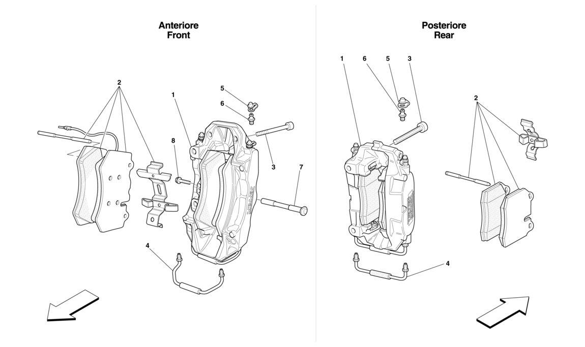 Schematic: Front And Rear Brake Callipers