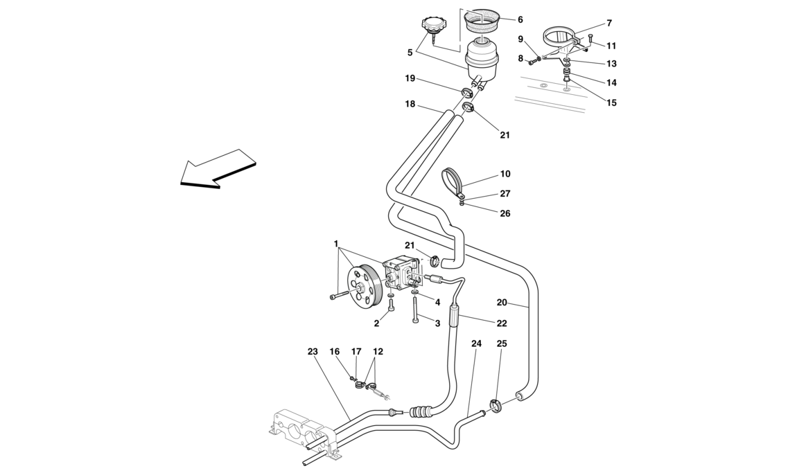 Schematic: Power Steering Pump And Reservoir