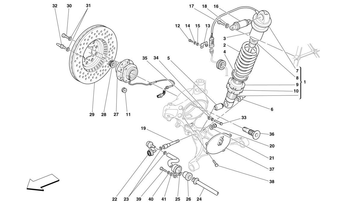 Schematic: Front Suspension - Shock Absorber And Brake Disc