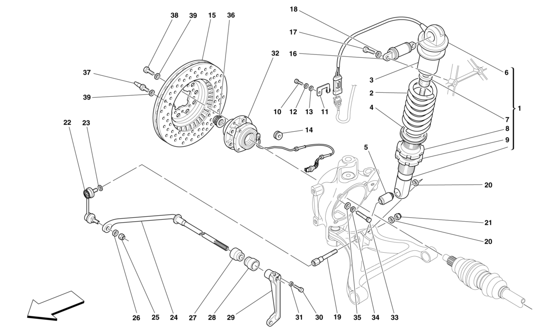 Schematic: Rear Suspension - Shock Absorber And Brake Disc