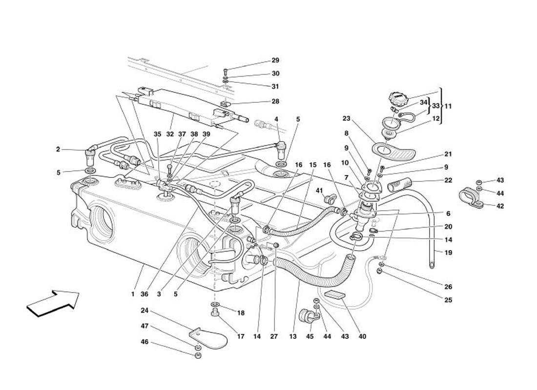 Schematic: Fuel Tank - Union And Piping -Not For Usa And Cdn-