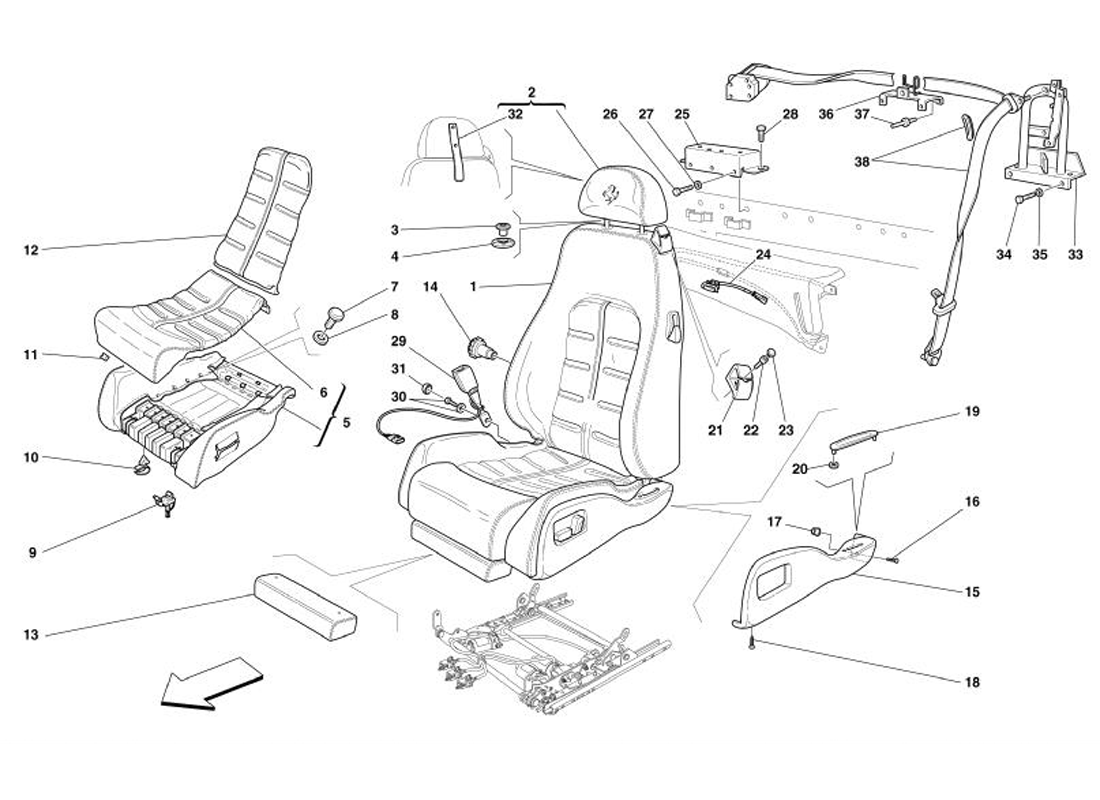 Schematic: Electrical Seat - Safety Belts