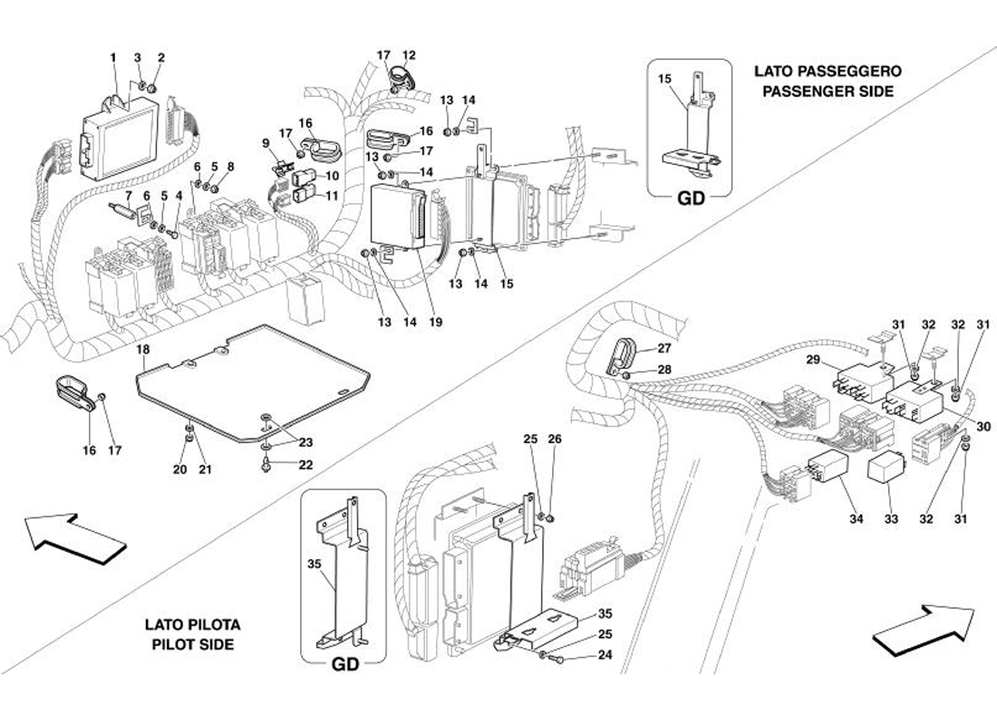 Schematic: Front Passengers Compartment Control Stations