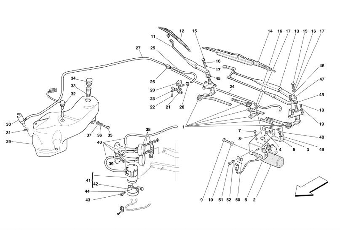 Schematic: Windscreen Wiper, Windscreen Washer And Horns