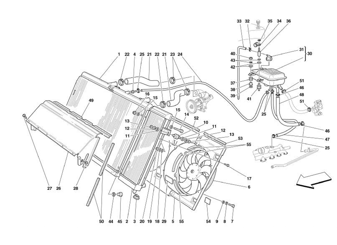 Schematic: Cooling System - Radiator And Nourice