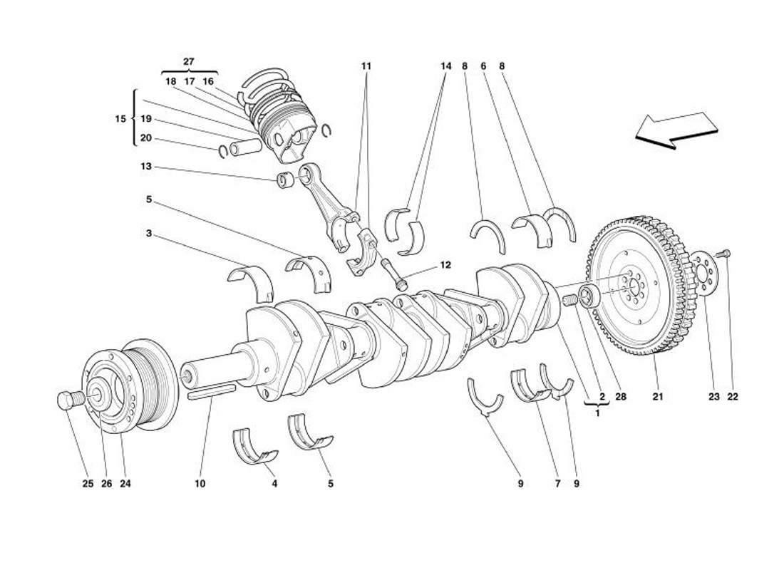 Schematic: Driving Shaft - Connecting Rods And Pistons