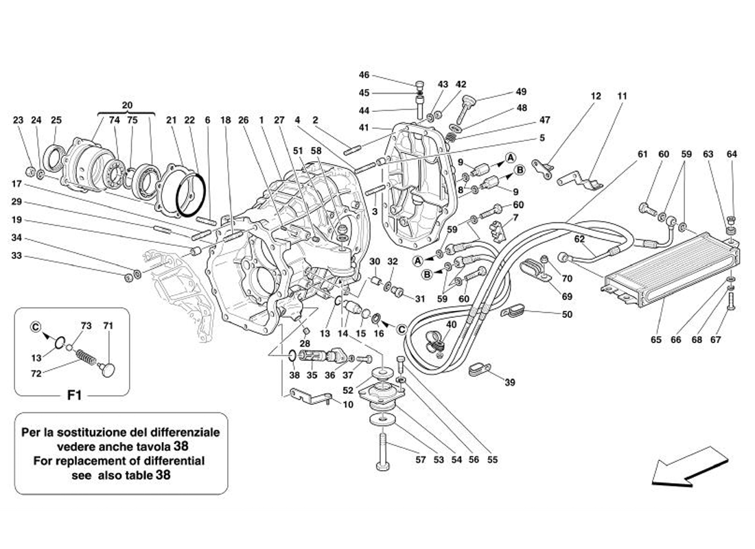 Schematic: Differential Carrier And Clutch Cooling Radiator