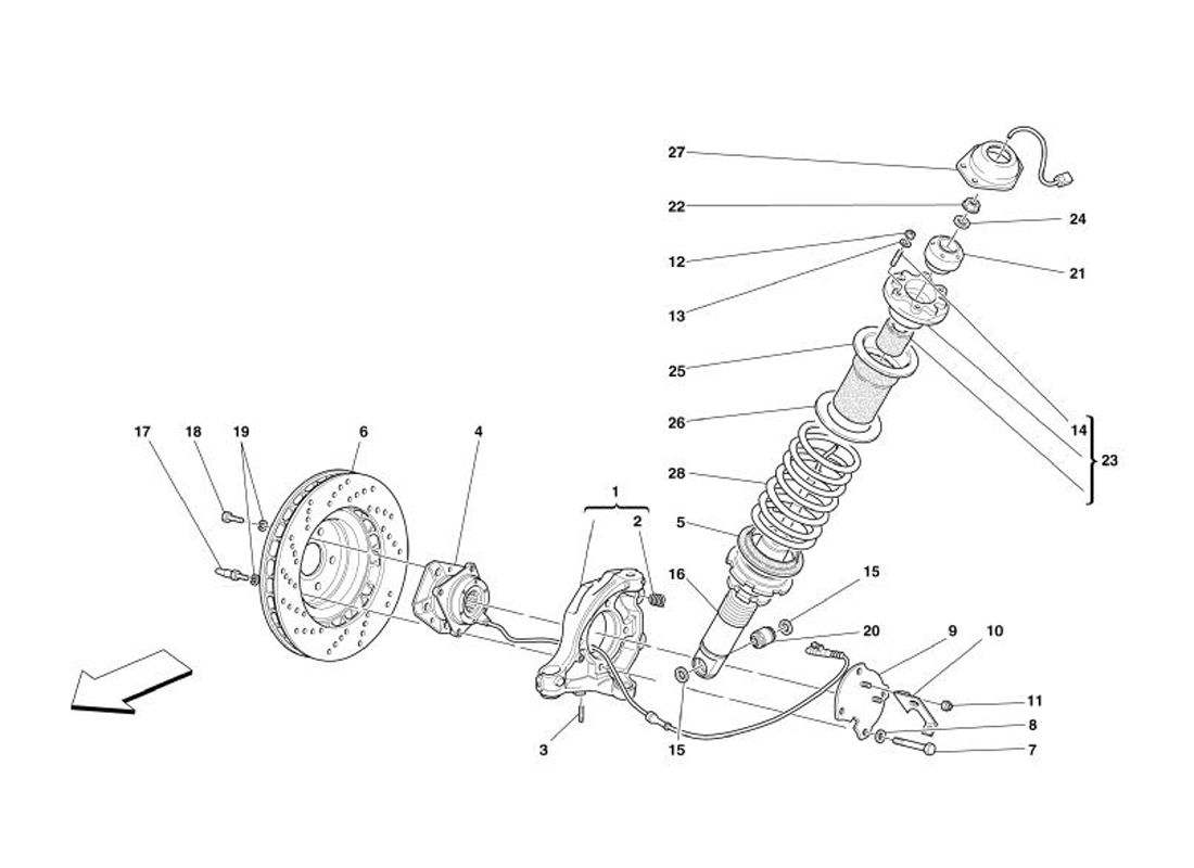 Schematic: Front Suspension - Shock Absorber And Brake Disc