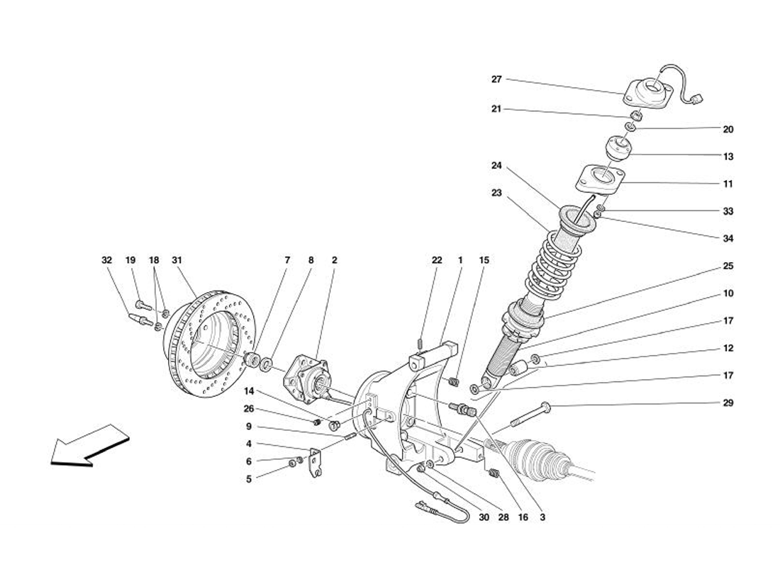 Schematic: Rear Suspension - Shock Absorber And Brake Disc