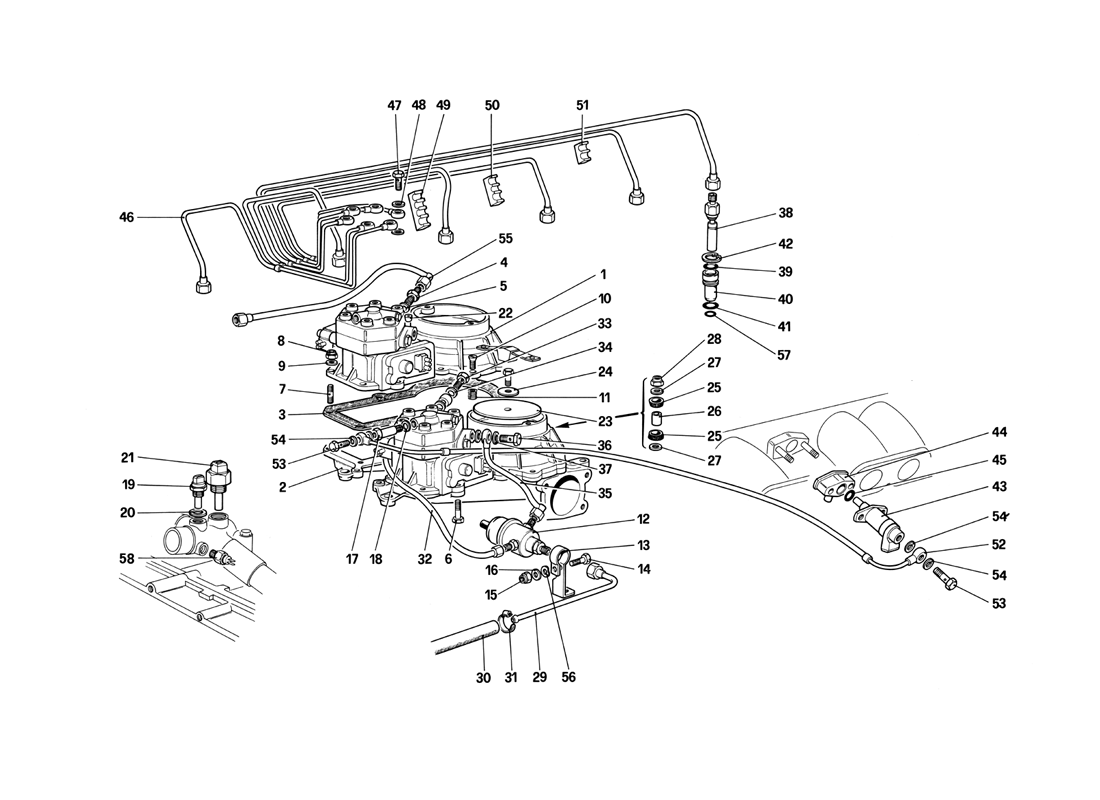 Schematic: Fuel Distributors Lines (Ke-Jetronic System)