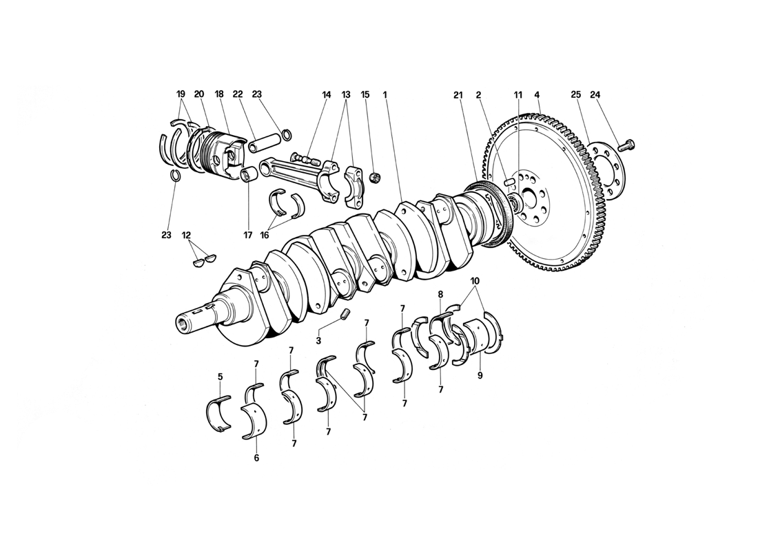 Schematic: Crankshaft - Connecting Rods And Pistons