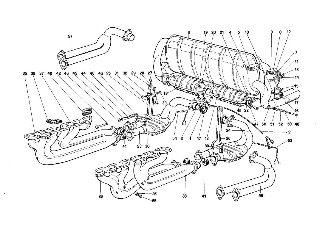 Schematic: Exhaust System (For U.S. - Sa And Ch87)