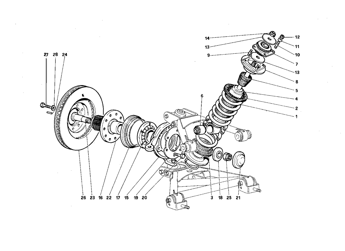 Schematic: Front Suspension - Shock Absorber And Brake Disc