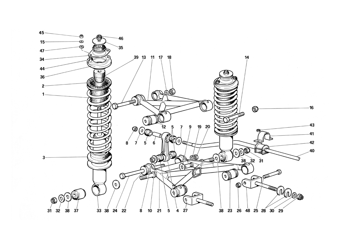 Schematic: Rear Suspension - Wishbones And Shock Absorbers