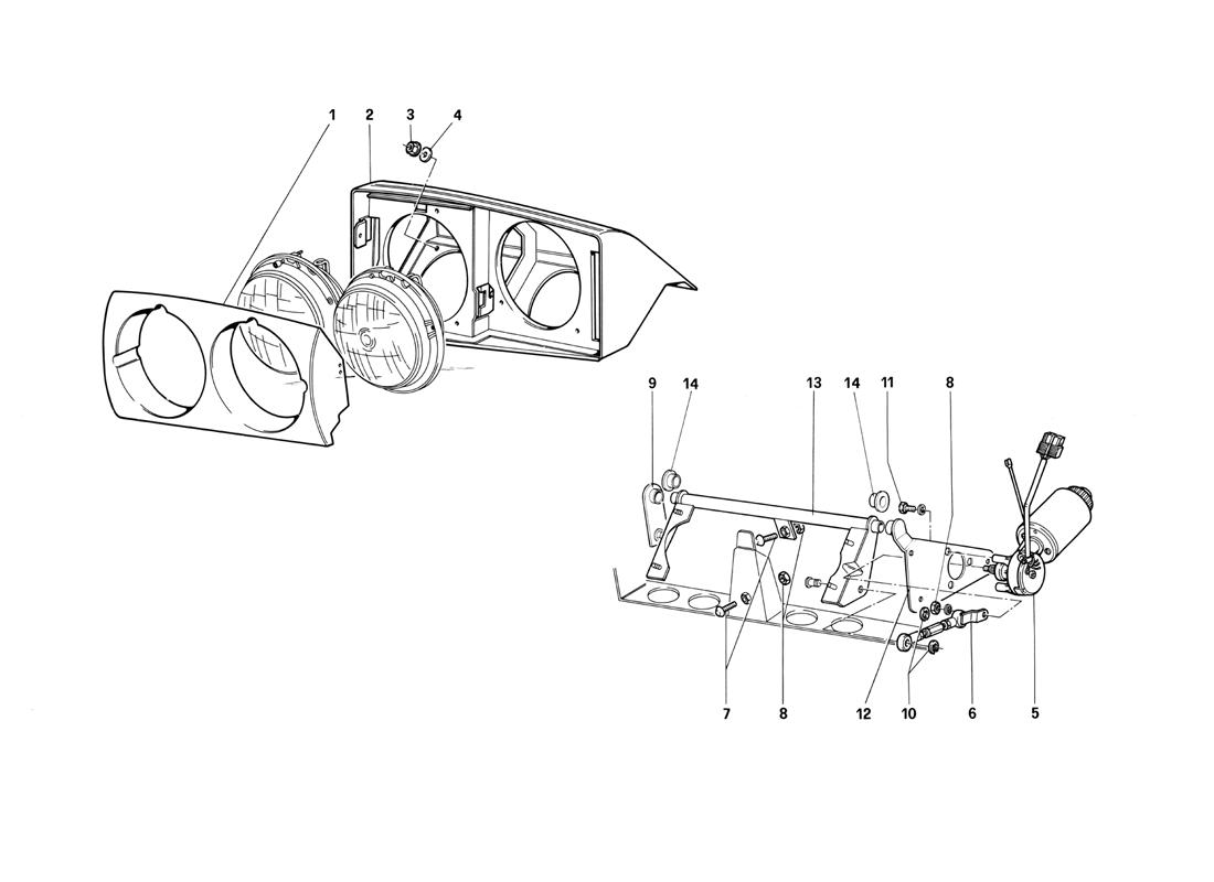 Schematic: Front Headlight Lifting Device