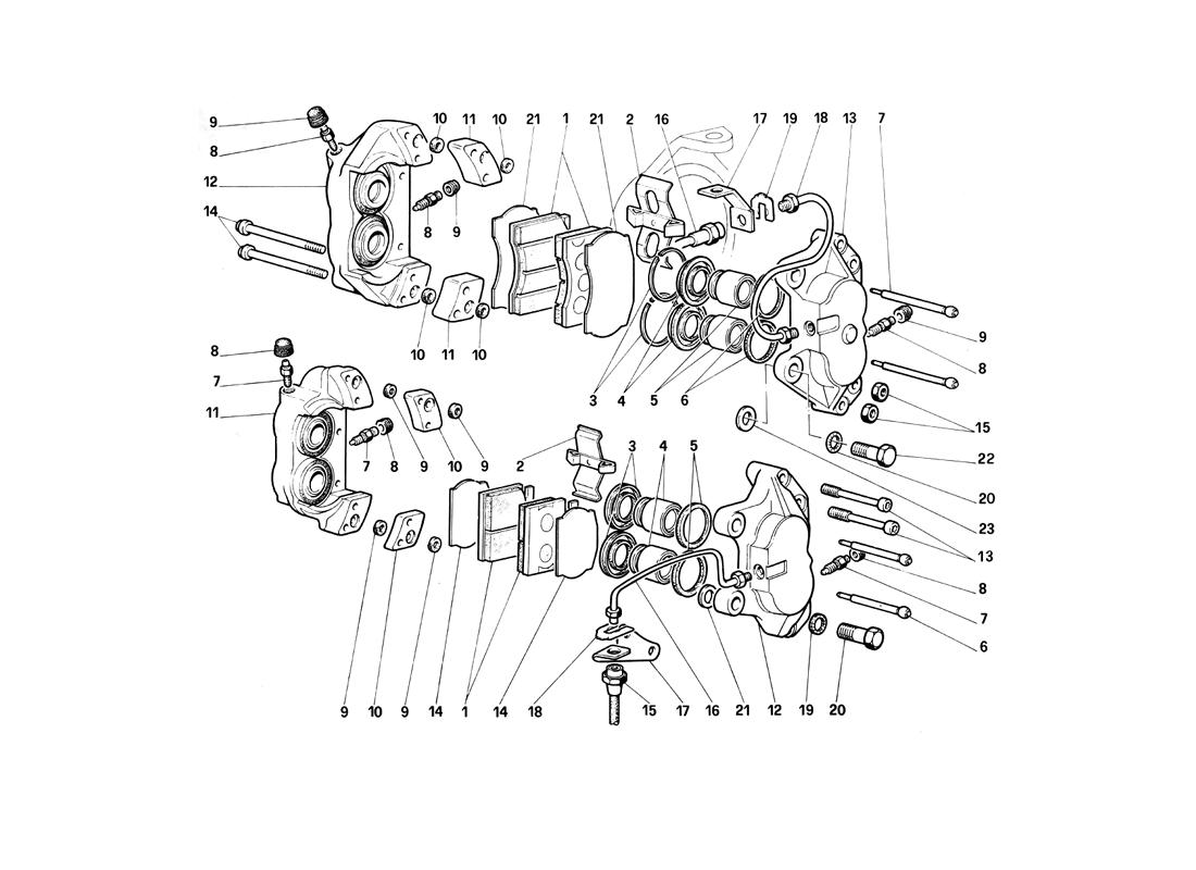 Schematic: Calipers For Front And Rear Brakes