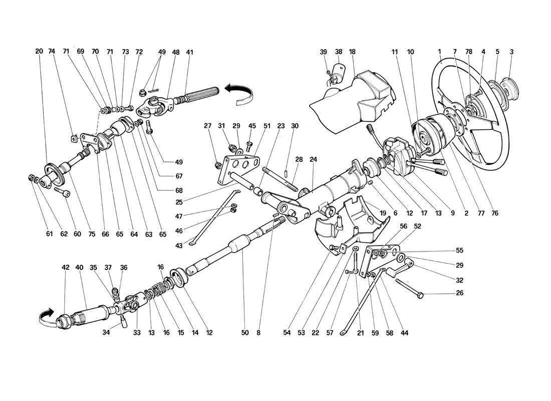 Schematic: Steering Column (Until Car No. 75995)