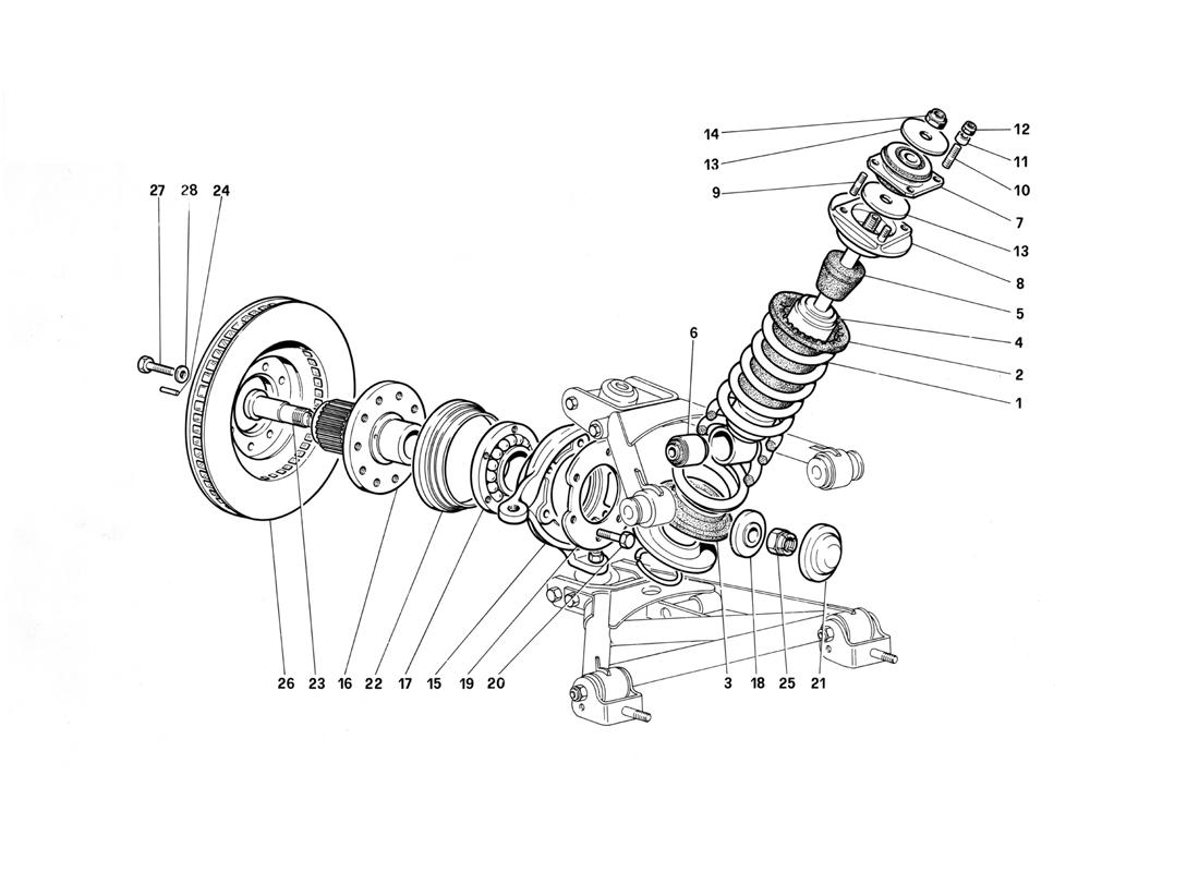 Schematic: Front Suspension - Shock Absorber And Brake Disc (Until Car No. 75995)