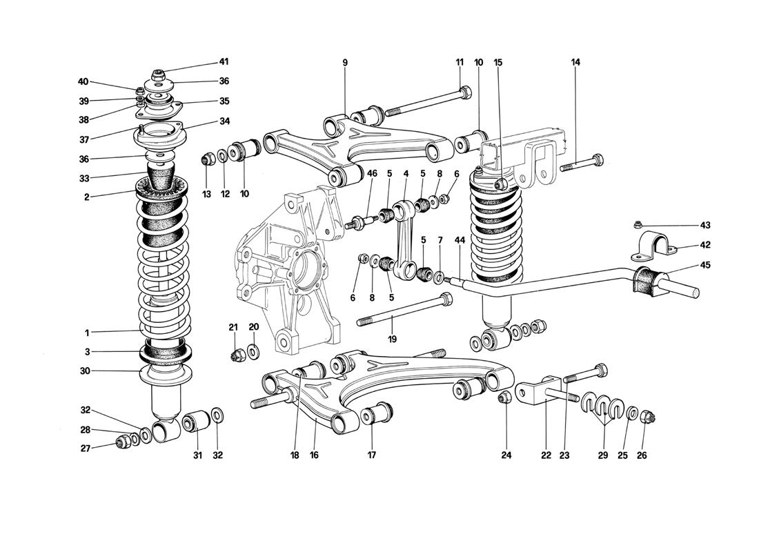 Schematic: Rear Suspension - Wishbones And Shock Absorbers (Starting From Car No.75997)